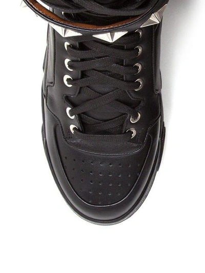 Shop Givenchy ‘tyson' Black Leather High Top Trainers