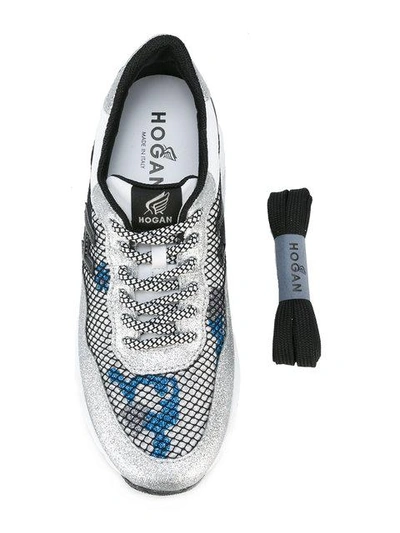 Shop Hogan Flower & Glitter Sneakers - Blue