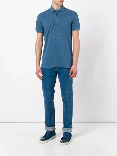 Shop Ermenegildo Zegna - Short Sleeve Polo Shirt  In Blue