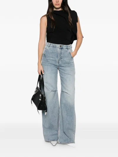 Entire Studios Odeon Asymmetric Draped Top In Black