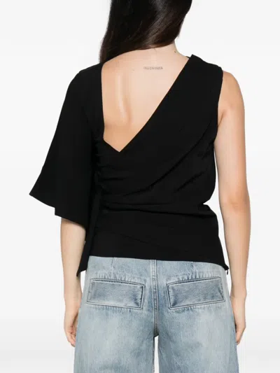 Entire Studios Odeon Asymmetric Draped Top In Black