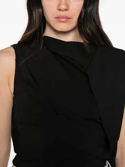 Entire Studios Odeon Asymmetric Draped Top In Black