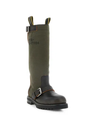 Fendi Leather Commando Ankle Boots In Green
