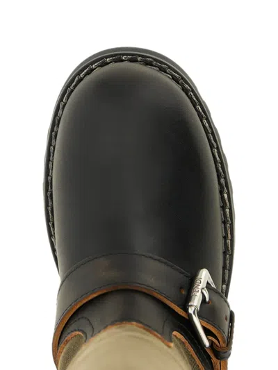 Fendi Leather Commando Ankle Boots In Green