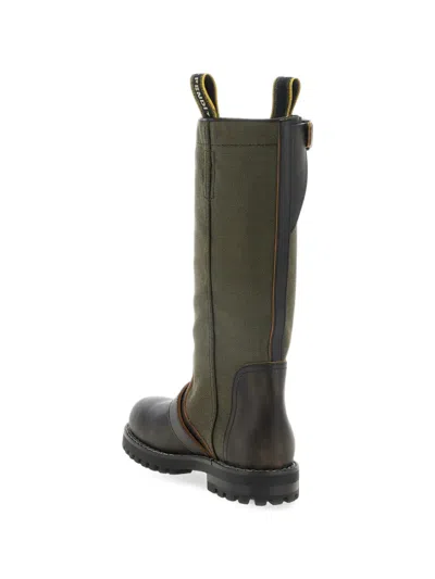 Fendi Leather Commando Ankle Boots In Green