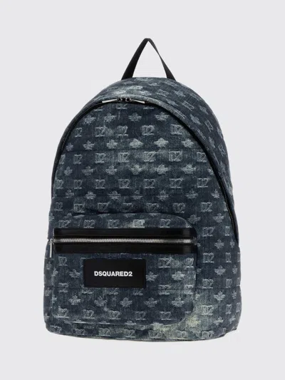 Dsquared2 Dsquared D2 Monogram Printed Fabric Backpack 30.5 Cm In Blue