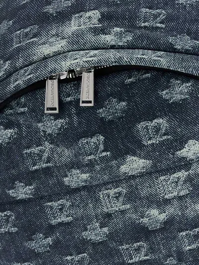 Dsquared2 Dsquared D2 Monogram Printed Fabric Backpack 30.5 Cm In Blue