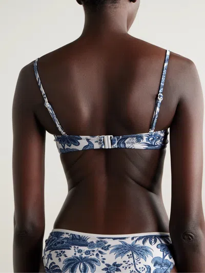 Staud Jo Printed Recycled Underwired Balconette Bikini Top In Blue