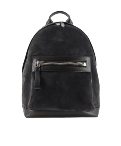 Tom Ford Suede Backpack With Maxi Zip On The Front In Brown