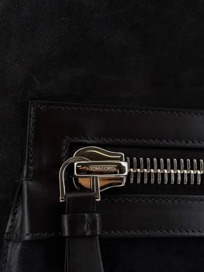 Tom Ford Suede Backpack With Maxi Zip On The Front In Brown