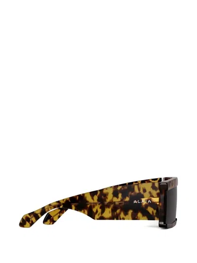 Alaïa Acetate Rectangular Mask Sunglasses In Brown