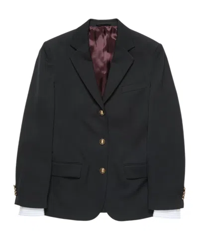 Acne Studios Layered Wool Blazer In Black