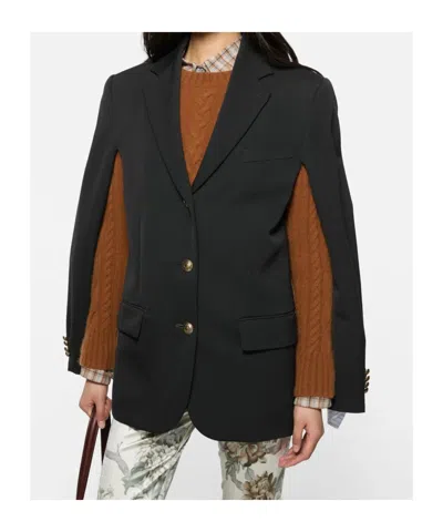 Acne Studios Layered Wool Blazer In Black