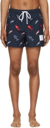 THOM BROWNE NAVY CLASSIC SHARK & SURFBOARD SWIM SHORTS