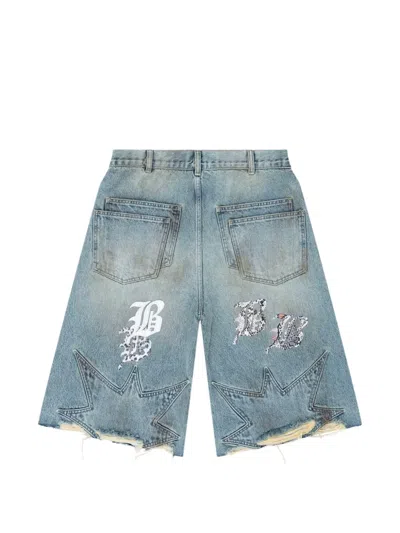 Bravest Studios Urchin Patchwork Distressed Denim Shorts In Blue