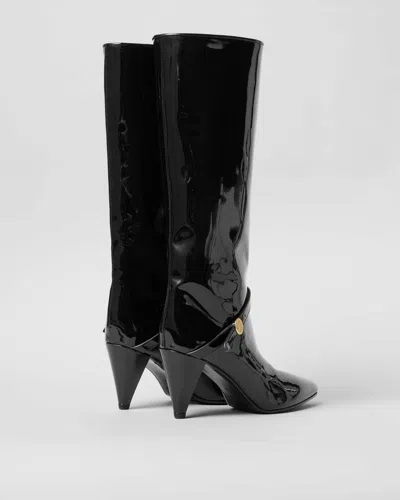 Celine Sharp Patent Boot In Black