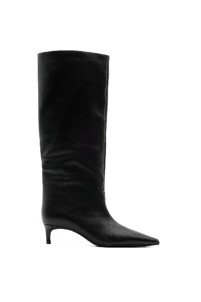 Massimo Dutti Soft Leather Heel Boot In Black