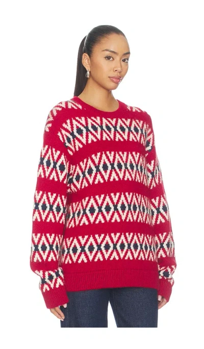 Frame The Oversized Alpaca Sweater Currant Fairisle In Red
