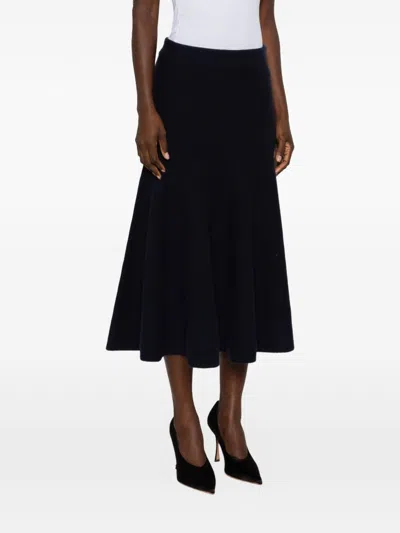 Alaïa Cashmere Flared Skirt In Black