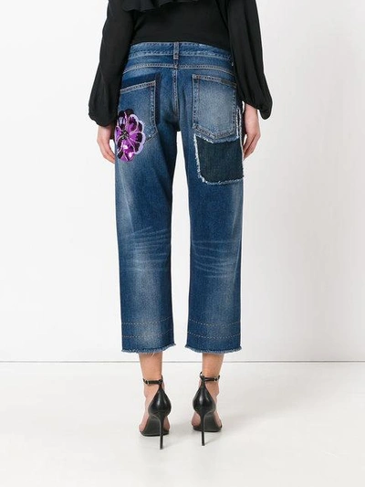 Shop Dolce & Gabbana Cropped Patch Jeans - Blue