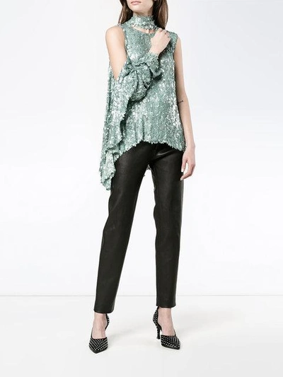 Shop Magda Butrym Sequin Embellished One Shoulder Top