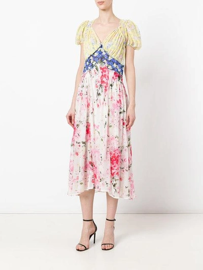 Shop Attico - Panelled Floral Print Maxi Dress