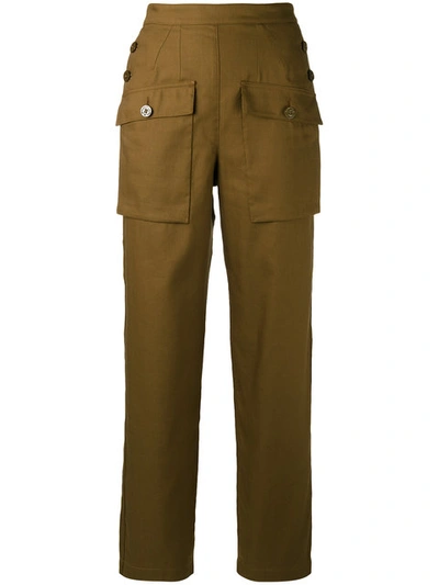 Shop Chloé Sailor Button Cargo Trousers In Brown