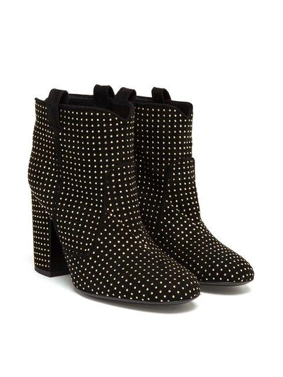 Shop Laurence Dacade ‘pete' Studded Suede Ankle Boots In Black Gold