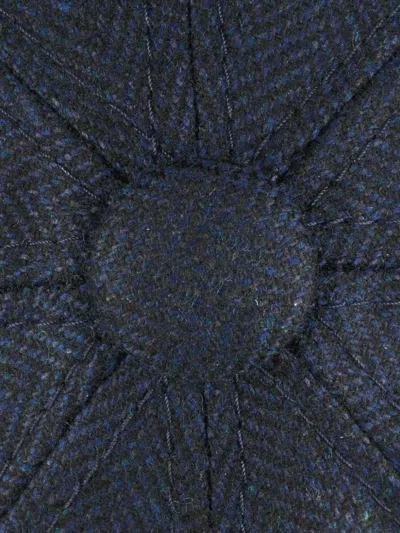 Stetson Herringbone Wool Flat Cap In Blue