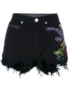 MARCELO BURLON COUNTY OF MILAN distressed embroidered shorts,CWCB002S17438313688812024886
