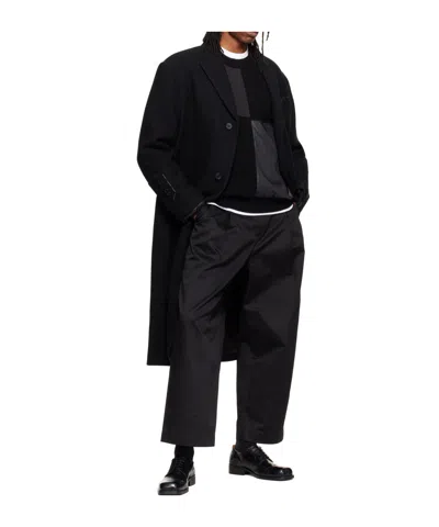 Re;code Black Single-breasted Long Coat In Black