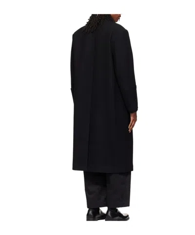 Re;code Black Single-breasted Long Coat In Black