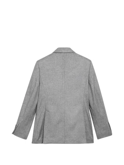 Max Mara Tailored Double-breasted Jacket Featuring Back Vent In Gray