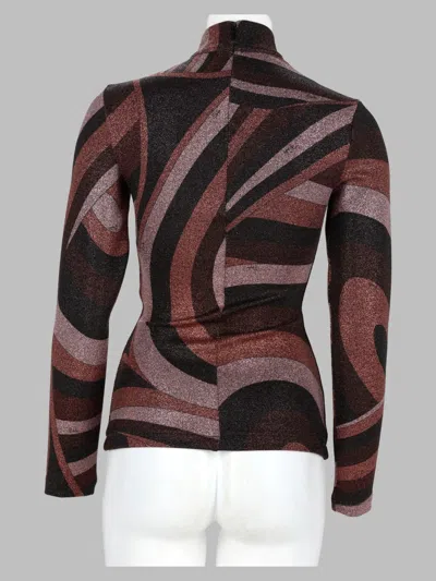 Pucci Printed Stretch-jersey Turtleneck Top In Brown