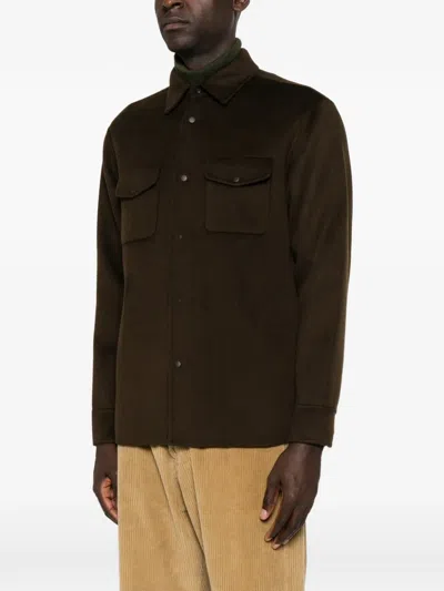 Aspesi Button-front Shirt Jacket In Brown