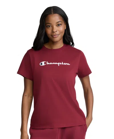 Champion Classic T-shirt, Script Logo In Burgundy
