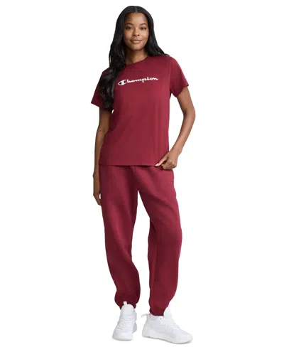 Champion Classic T-shirt, Script Logo In Burgundy