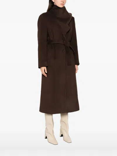 Su Belted Asymmetric-collar Coat In Multi