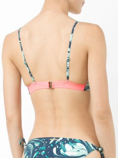 Shop Stella Mccartney Marbled Swirl Bikini Top In Blue