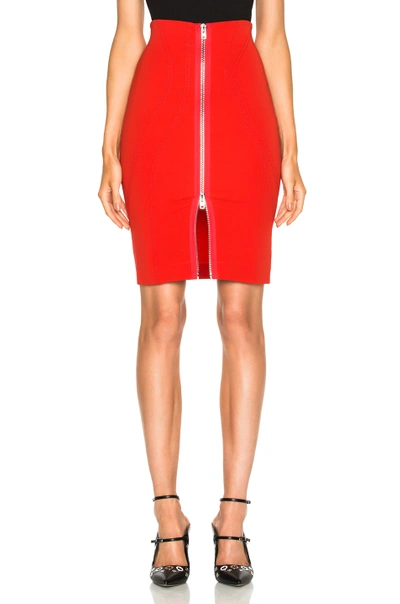Shop Givenchy Zip Front Skirt In Red