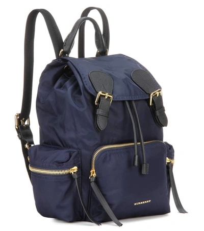 Shop Burberry Leather And Fabric Rucksack Backpack In Blue