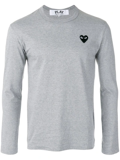 Comme Des Garçons Play Play Long Sleeve Crewneck T-shirt In Grey