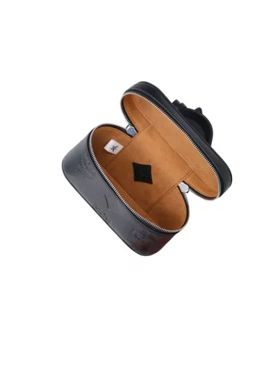 Mcm Monogram Leather Vanity Case In Black