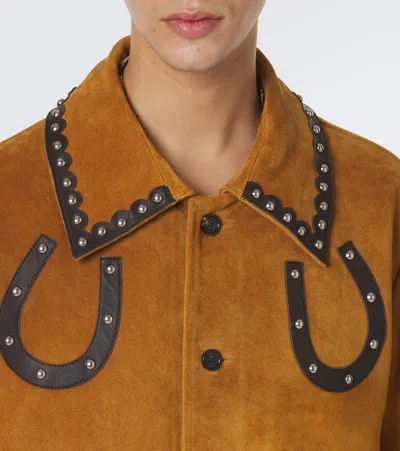 Bode Carson Studded Suede Jacket In Brown
