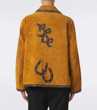 Bode Carson Studded Suede Jacket In Brown