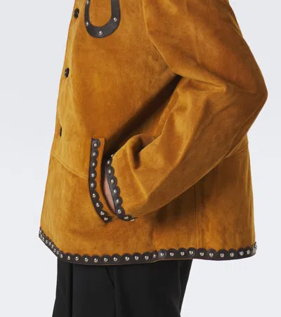 Bode Carson Studded Suede Jacket In Brown