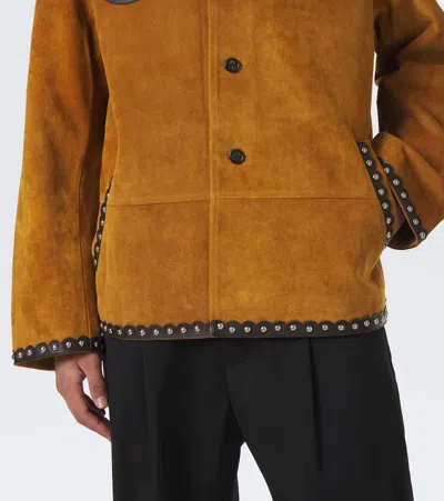 Bode Carson Studded Suede Jacket In Brown