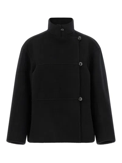 Rohe Double Faced Wool Blend Jacket In Black