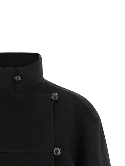 Rohe Double Faced Wool Blend Jacket In Black
