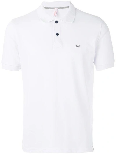 Shop Sun 68 Contrast Logo Polo Shirt - White